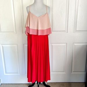 NWT ASOS Tiered Pink Ombré Maxi Midi Pleated Dress Womens 16 Maternity